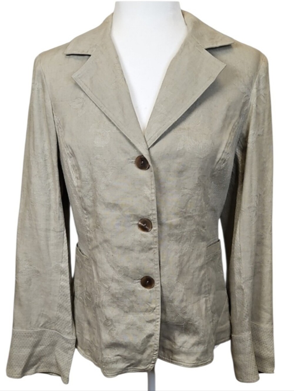 J. Jill Linen Blend Lightweight Tan Blazer, Size 6
